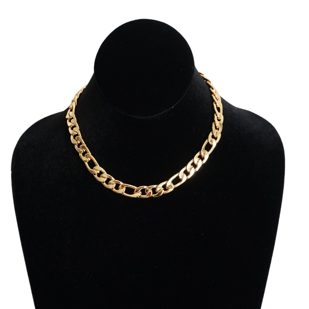 Thick Figaro Chain Necklace, Gold Chain Choker for Women