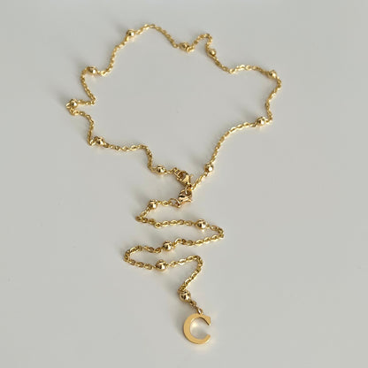 Dainty Necklace with Initial Back Chain